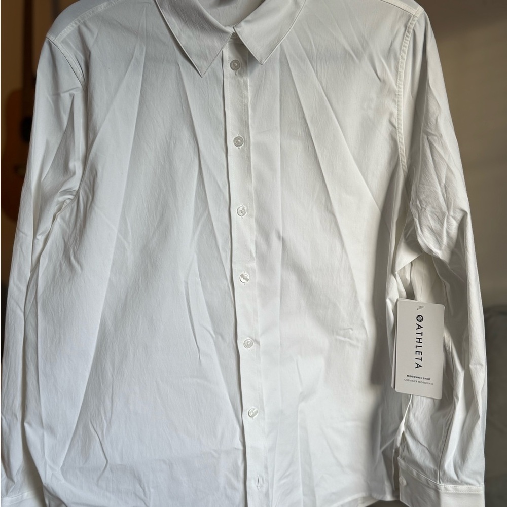 Athleta White Button Down Shirt Classic Professional Style
